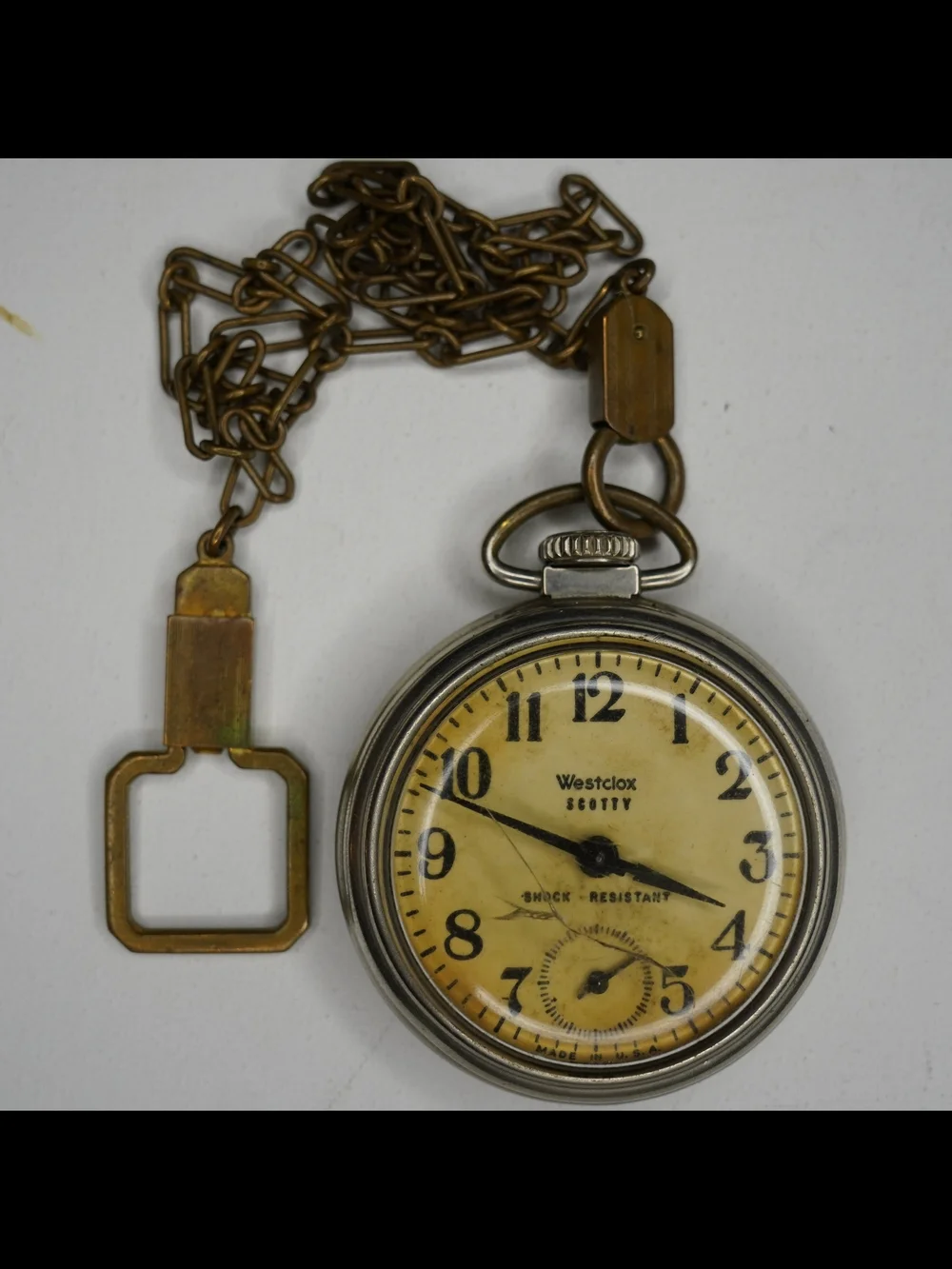 Vintage Westclox Scotty Shock Resistant Mechanical MEN'S Pocket Watch USA Runs